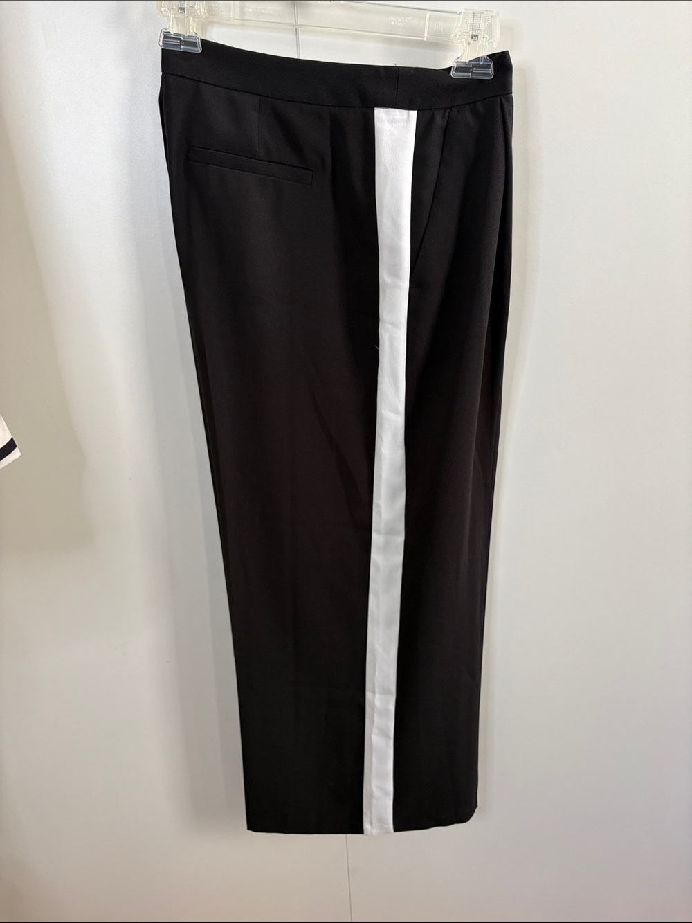 Michael Kors Black Straight-Leg Dress Pants with White Tuxedo Stripe M